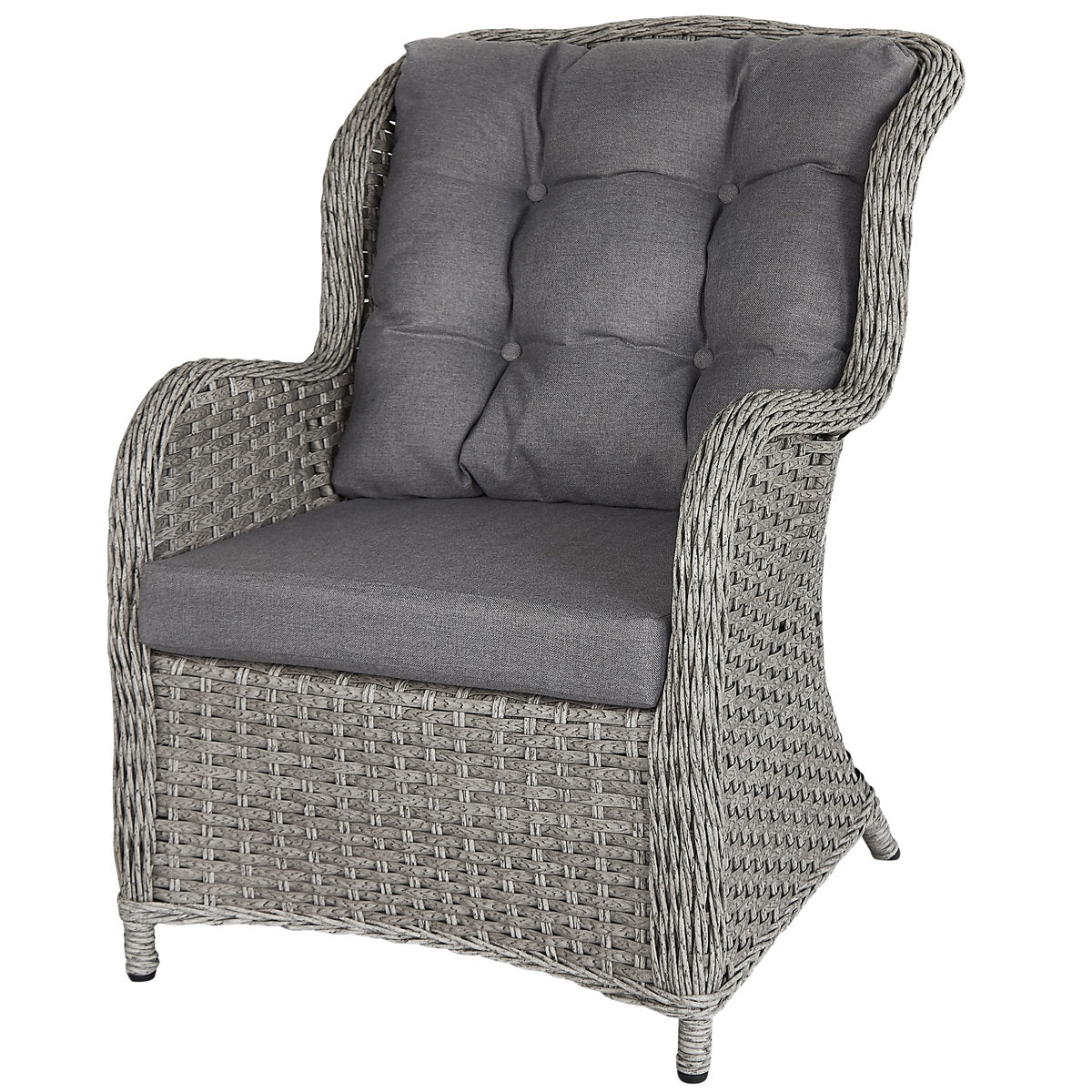 High Back Armchair with Gray Weather-Resistant Cushions