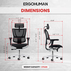 High Back Mesh Office Chair with Adjustable Headrest in Black
