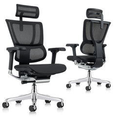 High Back Mesh Office Chair with Adjustable Headrest in Black