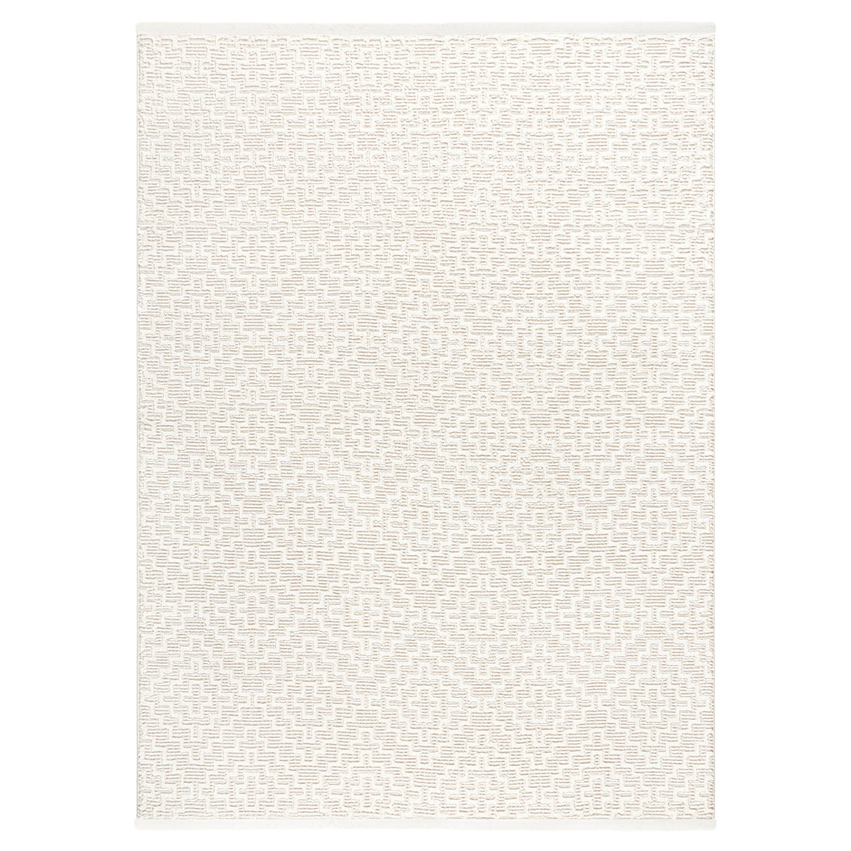 High-Low Area Rug, 7'10" x 10'2" in White Polyester