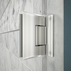 Hinged Frameless Shower Door, Unidoor, 3/8 in. Glass, 33-34 in. W x 72 in. H, Chrome