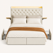 Front | Straight-on studio view of the full beige frame on a plain paper backdrop