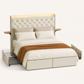 Studio | Three-quarter studio view of the bed from footboard toward the headboard