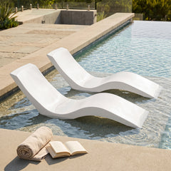 In-Pool Chaise Lounges, Set of 2, White Plastic