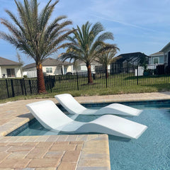 In-Pool Chaise Lounges, Set of 2, White Plastic