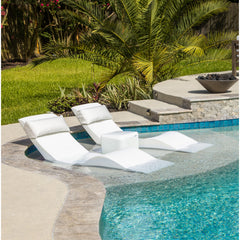 In-Pool Chaise Lounges, Set of 2, White Plastic