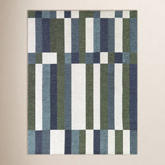 Indoor and Outdoor Area Rug, 7'10" x 10', Blue with Checkered Pattern