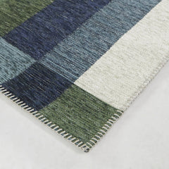 Indoor and Outdoor Area Rug, 7'10" x 10', Blue with Checkered Pattern