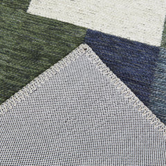 Indoor and Outdoor Area Rug, 7'10" x 10', Blue with Checkered Pattern