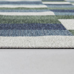 Indoor and Outdoor Area Rug, 7'10" x 10', Blue with Checkered Pattern