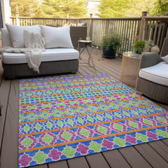 Indoor and Outdoor Area Rug, 8 ft x 10 ft, Blush Polyester