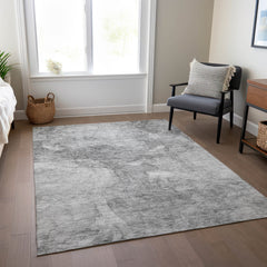 Indoor and Outdoor Area Rug, 8 ft x 10 ft, Gray Polyester