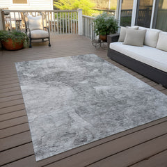 Indoor and Outdoor Area Rug, 8 ft x 10 ft, Gray Polyester