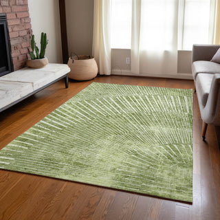 Indoor and Outdoor Area Rug, 8 x 10 ft, Sage Polyester with Non-Skid Backing