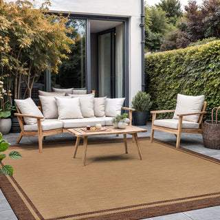 Indoor and Outdoor Area Rug, 9' x 12', Tan Polypropylene
