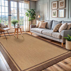Indoor and Outdoor Area Rug, 9' x 12', Tan Polypropylene