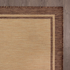 Indoor and Outdoor Area Rug, 9' x 12', Tan Polypropylene