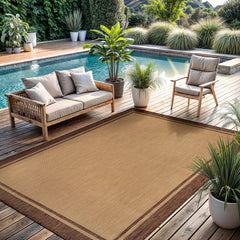 Indoor and Outdoor Area Rug, 9' x 12', Tan Polypropylene