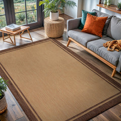 Indoor and Outdoor Area Rug, 9' x 12', Tan Polypropylene