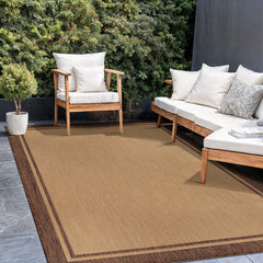 Indoor and Outdoor Area Rug, 9' x 12', Tan Polypropylene