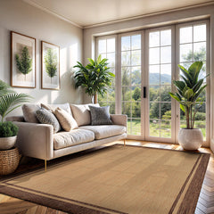 Indoor and Outdoor Area Rug, 9' x 12', Tan Polypropylene