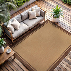 Indoor and Outdoor Area Rug, 9' x 12', Tan Polypropylene