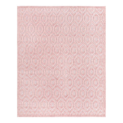 Indoor and Outdoor Area Rug in Pink with Textured Geometric Pattern