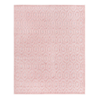 Indoor and Outdoor Area Rug in Pink with Textured Geometric Pattern