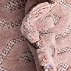Indoor and Outdoor Area Rug in Pink with Textured Geometric Pattern