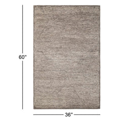 Indoor Area Rug, 3 Ft x 5 Ft, Gray Wool with Cotton Backing