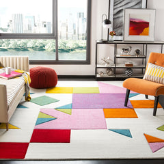 Indoor Area Rug, 6'7" x 9', Multicolor Geometric Pattern
