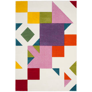 Indoor Area Rug, 6'7" x 9', Multicolor Geometric Pattern