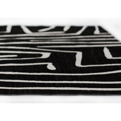 Indoor Area Rug, 7'10" x 9'10", Black and Ivory Polyester
