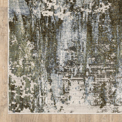 Indoor Area Rug, 7 ft 10 in x 10 ft 10 in with Green and Blue Abstract Pattern