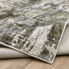 Indoor Area Rug, 7 ft 10 in x 10 ft 10 in with Green and Blue Abstract Pattern
