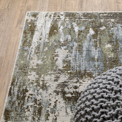 Indoor Area Rug, 7 ft 10 in x 10 ft 10 in with Green and Blue Abstract Pattern