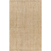 Indoor Area Rug, 7 ft 6 in x 9 ft 6 in, Tan Jute with Hand-Braided Weave
