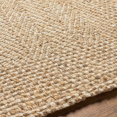Indoor Area Rug, 7 ft 6 in x 9 ft 6 in, Tan Jute with Hand-Braided Weave