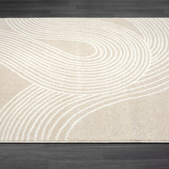 Indoor Area Rug, 7 ft 9 in x 10 ft 2 in with Cream and Beige Pattern