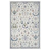 Indoor Area Rug, 8'9" x 11'9" with Ivory and Blue Floral Pattern