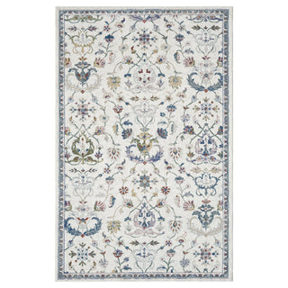 Indoor Area Rug, 8'9" x 11'9" with Ivory and Blue Floral Pattern
