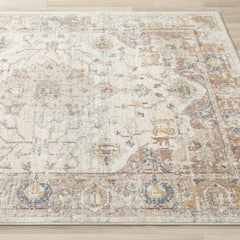 Indoor Area Rug, Cream Polypropylene with Jute Backing