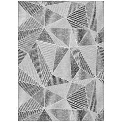 Indoor/Outdoor Area Rug, 10 x 14 ft, Pewter Geometric Polyester