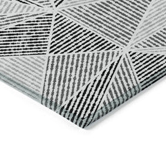 Indoor/Outdoor Area Rug, 10 x 14 ft, Pewter Geometric Polyester