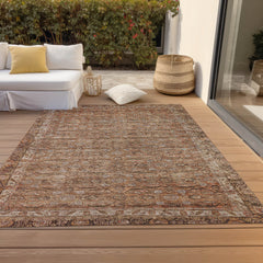Indoor Outdoor Area Rug, 10' x 14' in Copper Flatweave Polyester