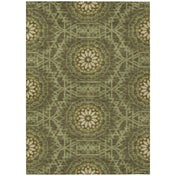 Indoor/Outdoor Area Rug, 10' x 14', Olive with Geometric Pattern