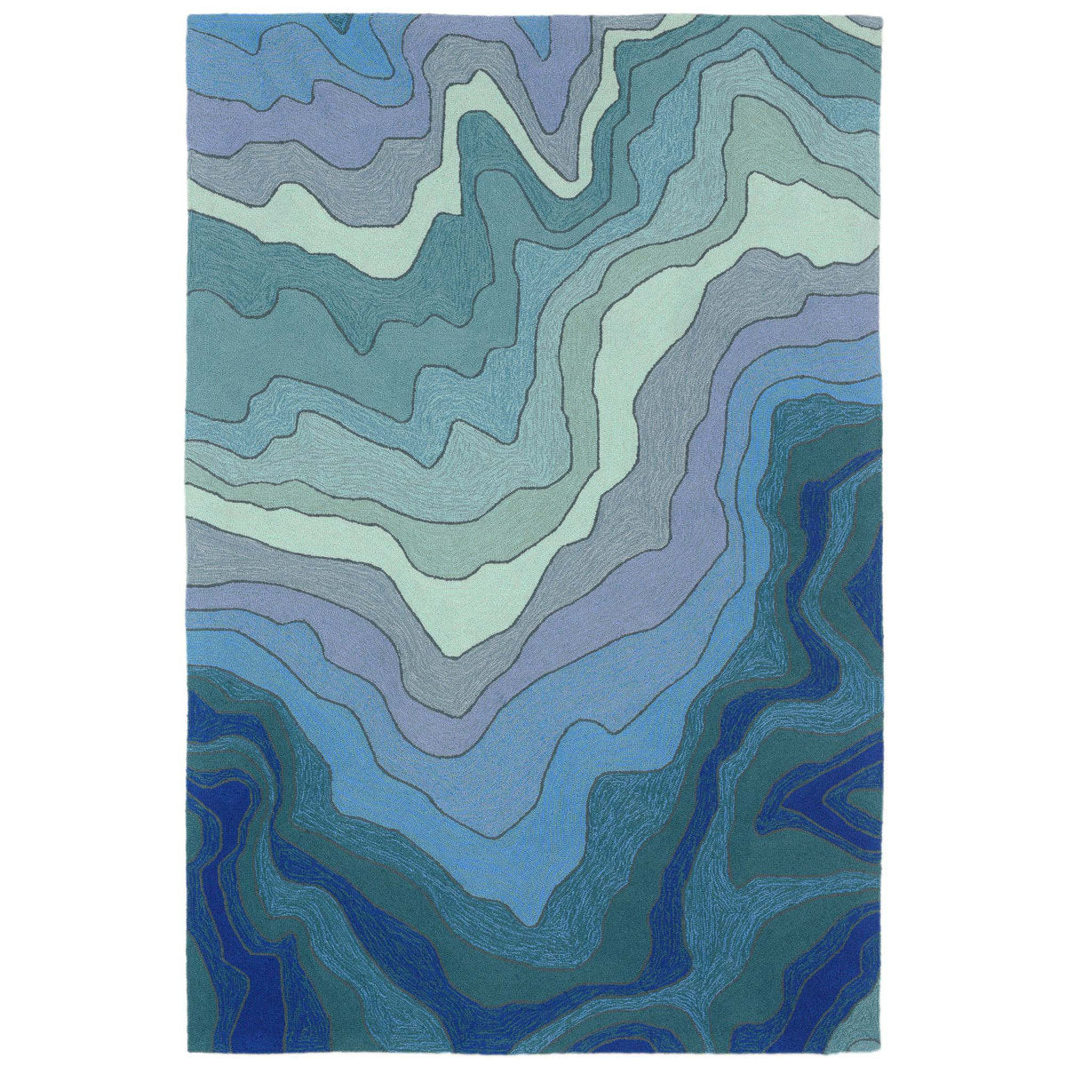 Indoor/Outdoor Area Rug, 5' x 7'6" in Blue Hand-Tufted Polyester Blend