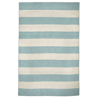 Indoor/Outdoor Area Rug, 8'3" x 11'6" in Blue/White Stripe