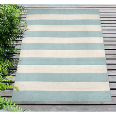 Indoor/Outdoor Area Rug, 8'3" x 11'6" in Blue/White Stripe