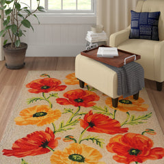 Indoor/Outdoor Area Rug, 8'3" x 11'6" with Yellow Poppy Design